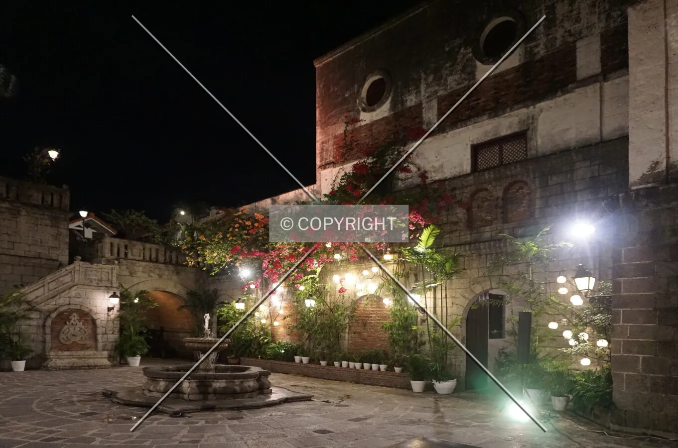 Interior courtyard at night; February 25, 2018