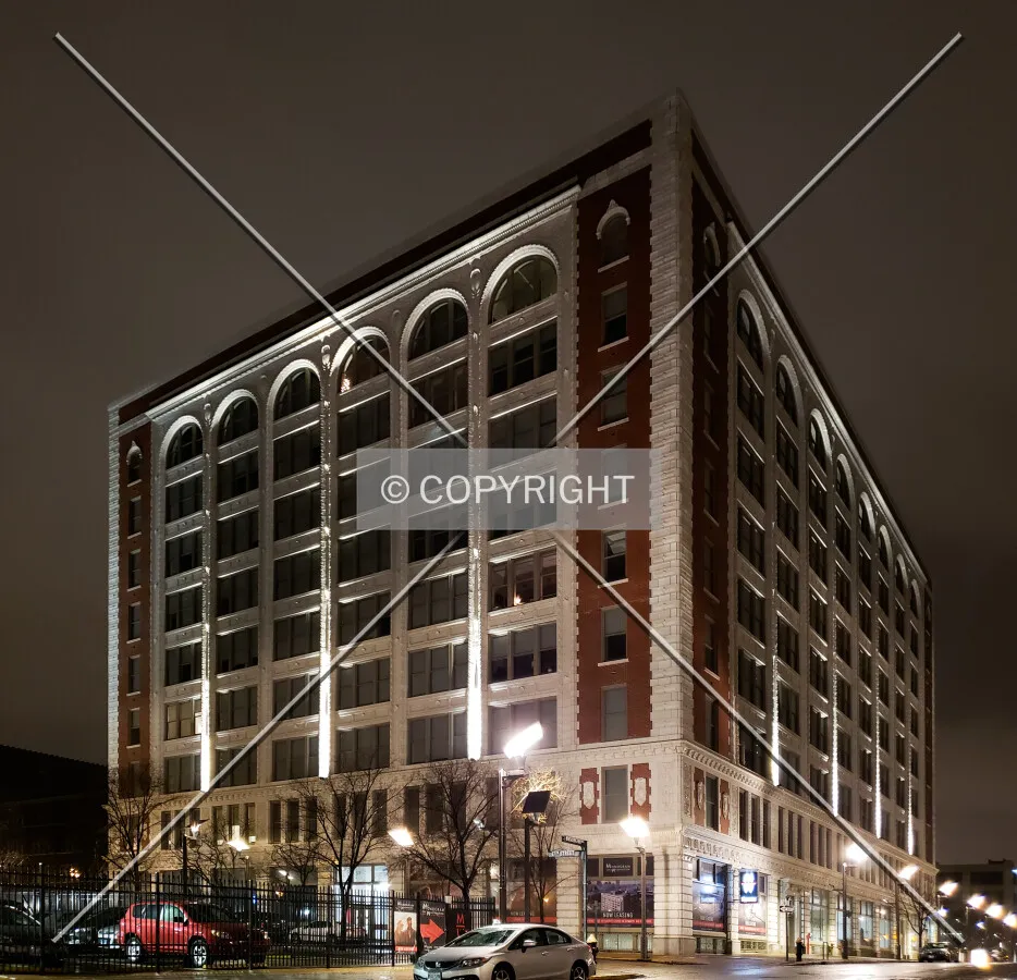 View from the northeast at night; December 15, 2018