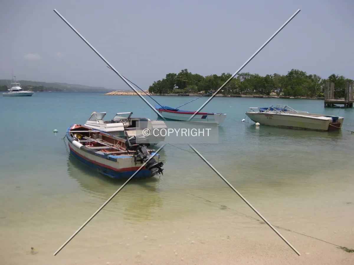 small boats in a bay