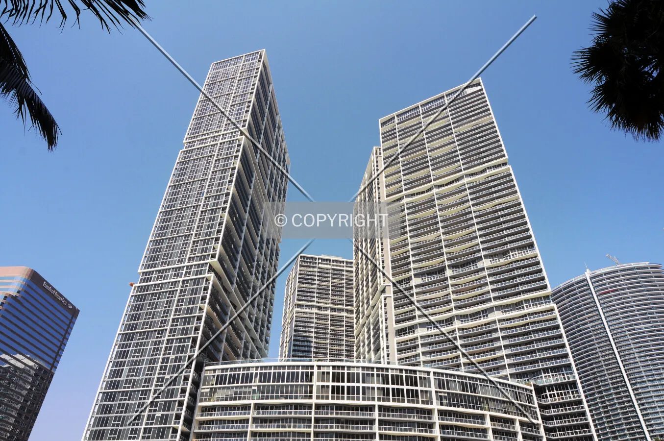 Looking up from the east along Brickell Key