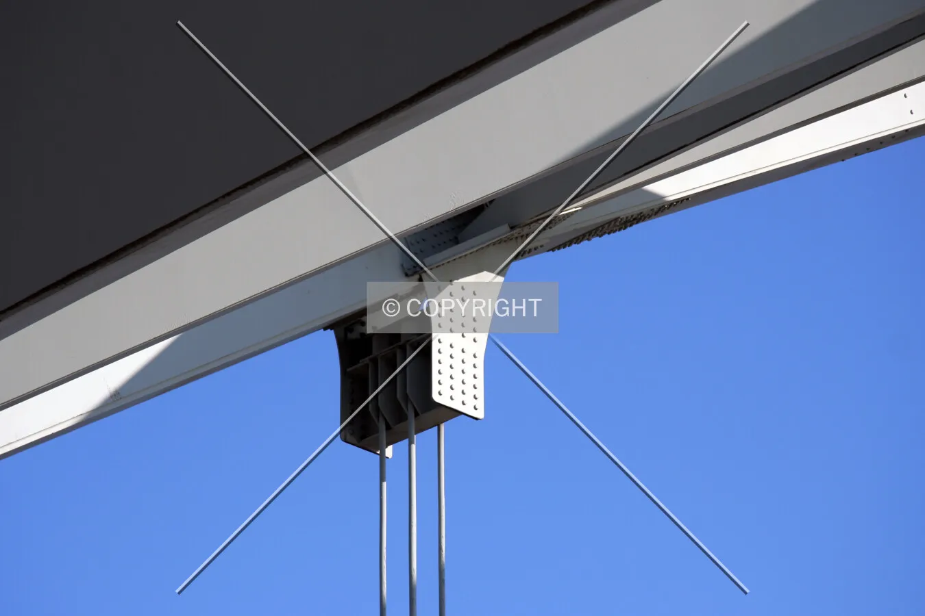 Close-up view of the top supporting ropes