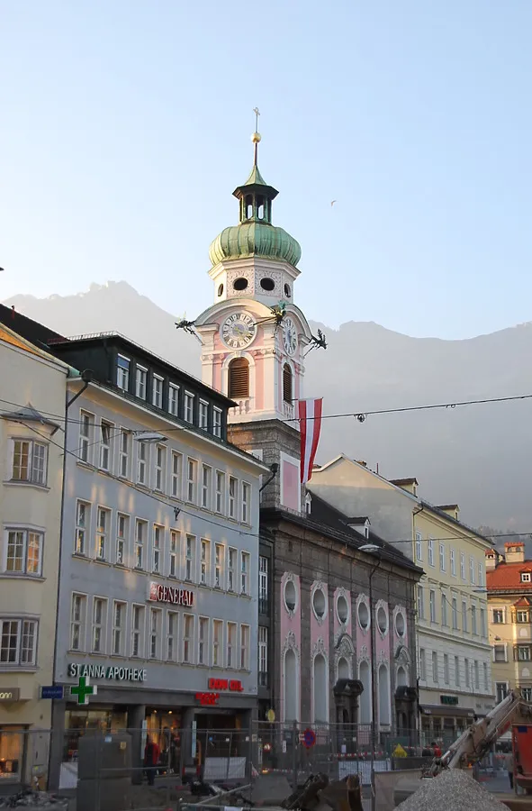 Church against the mountain backdrop