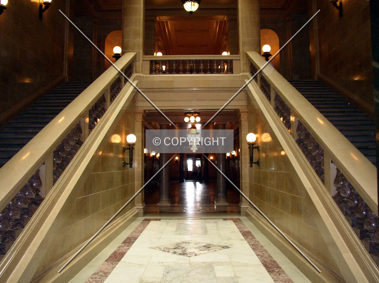 Hallway leading from the rotunda to the south exit