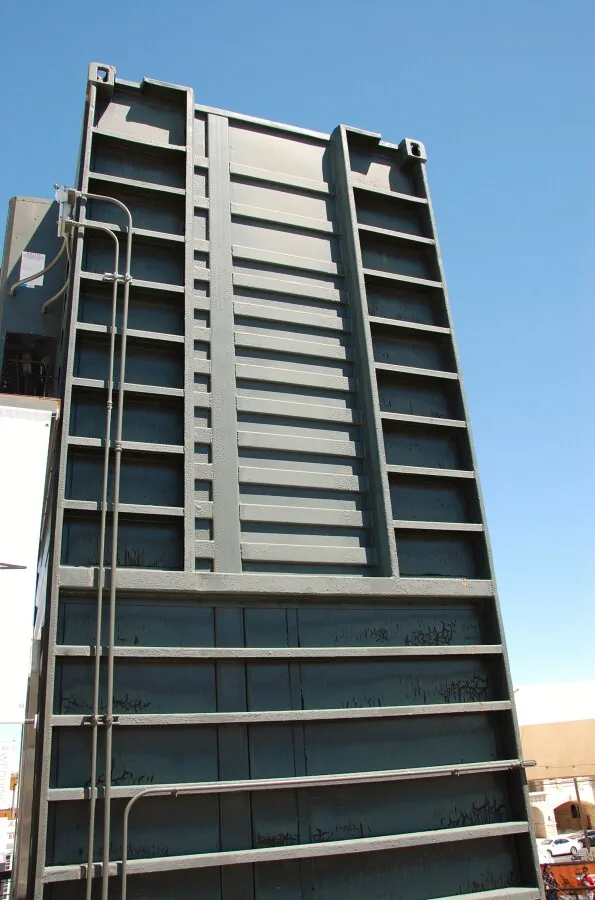 Top of a container placed on end