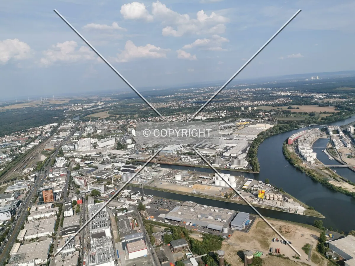 Flight with a helicopter over Frankfurt