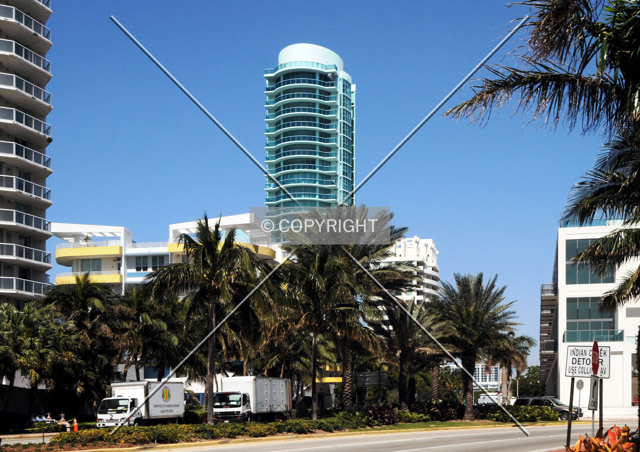 View from the southeast along Collins Avenue