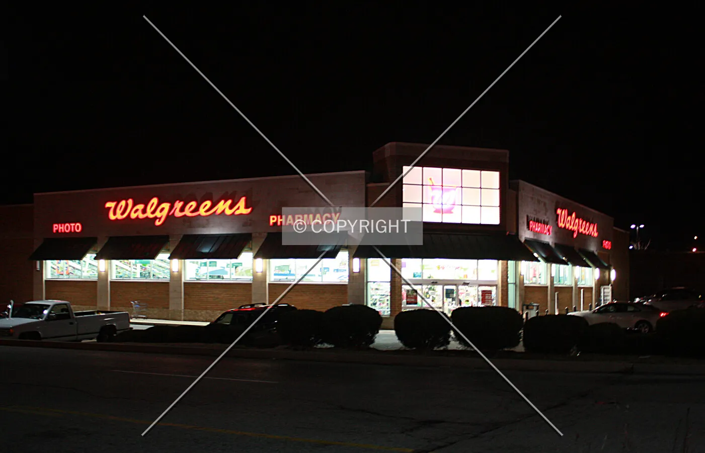 View from the southeast at night; December 23, 2014