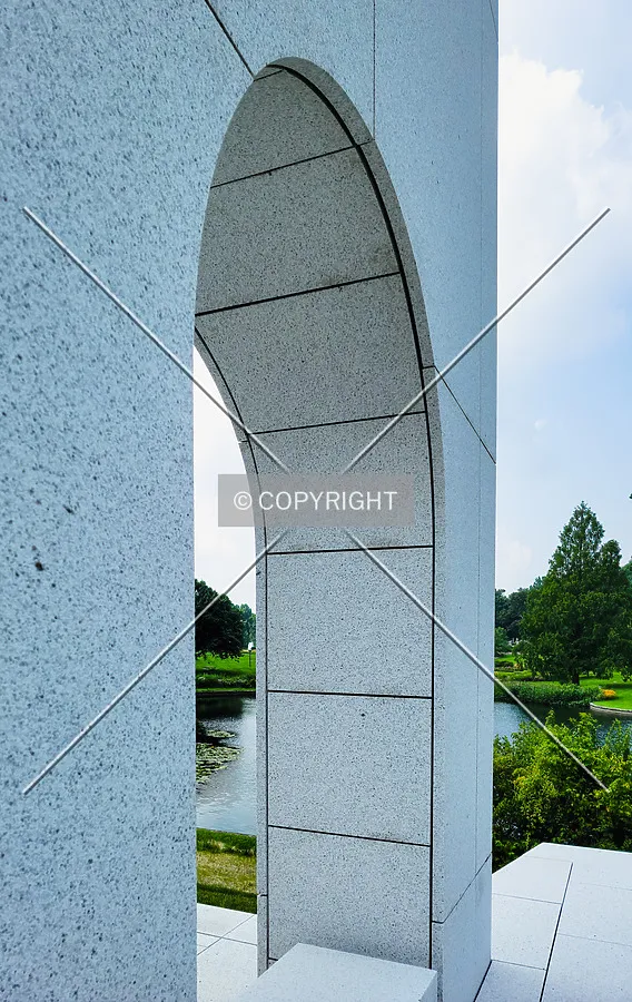 An arch on the east façade; August 1, 2021