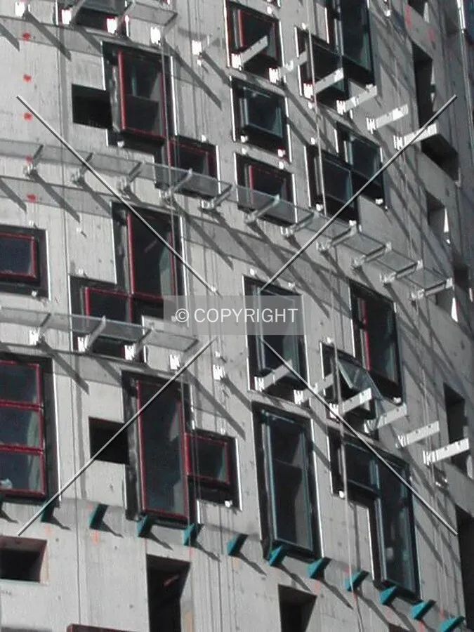 Close view of the second third of the facade