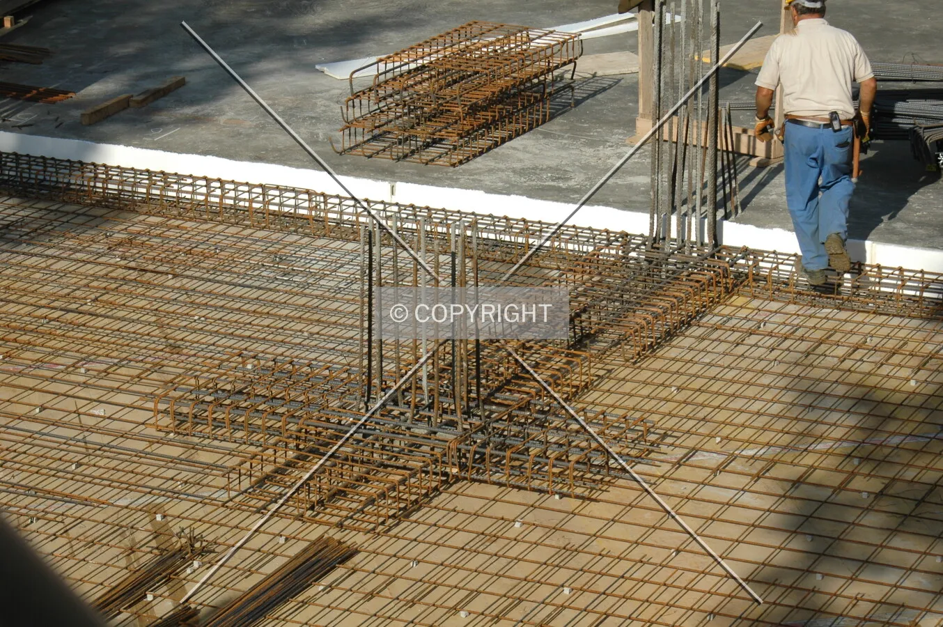 Steel bars on the base of a column
