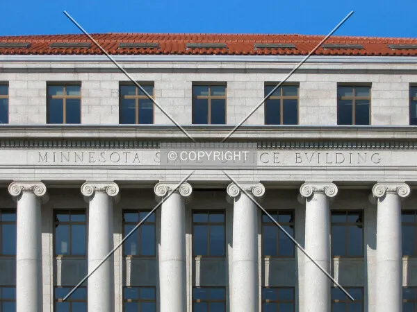 Top of the columns on the east facade
