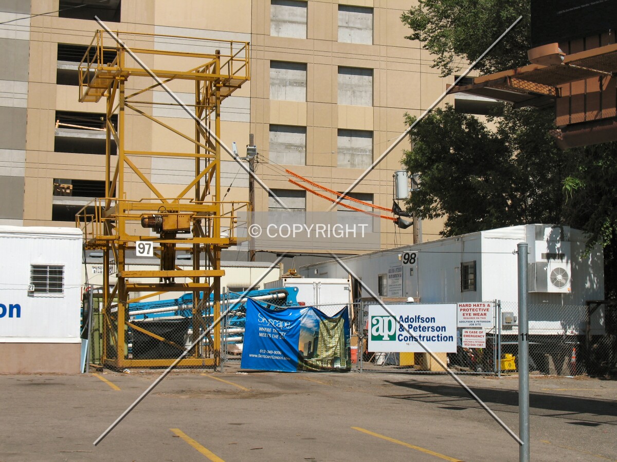 Base on the east side, with a tower crane section