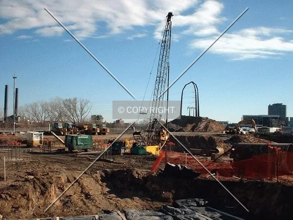 View to the northeast across the construction site