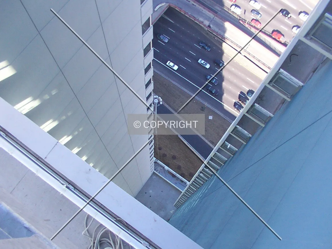 Looking down from the floating bridge on the mechanical floor