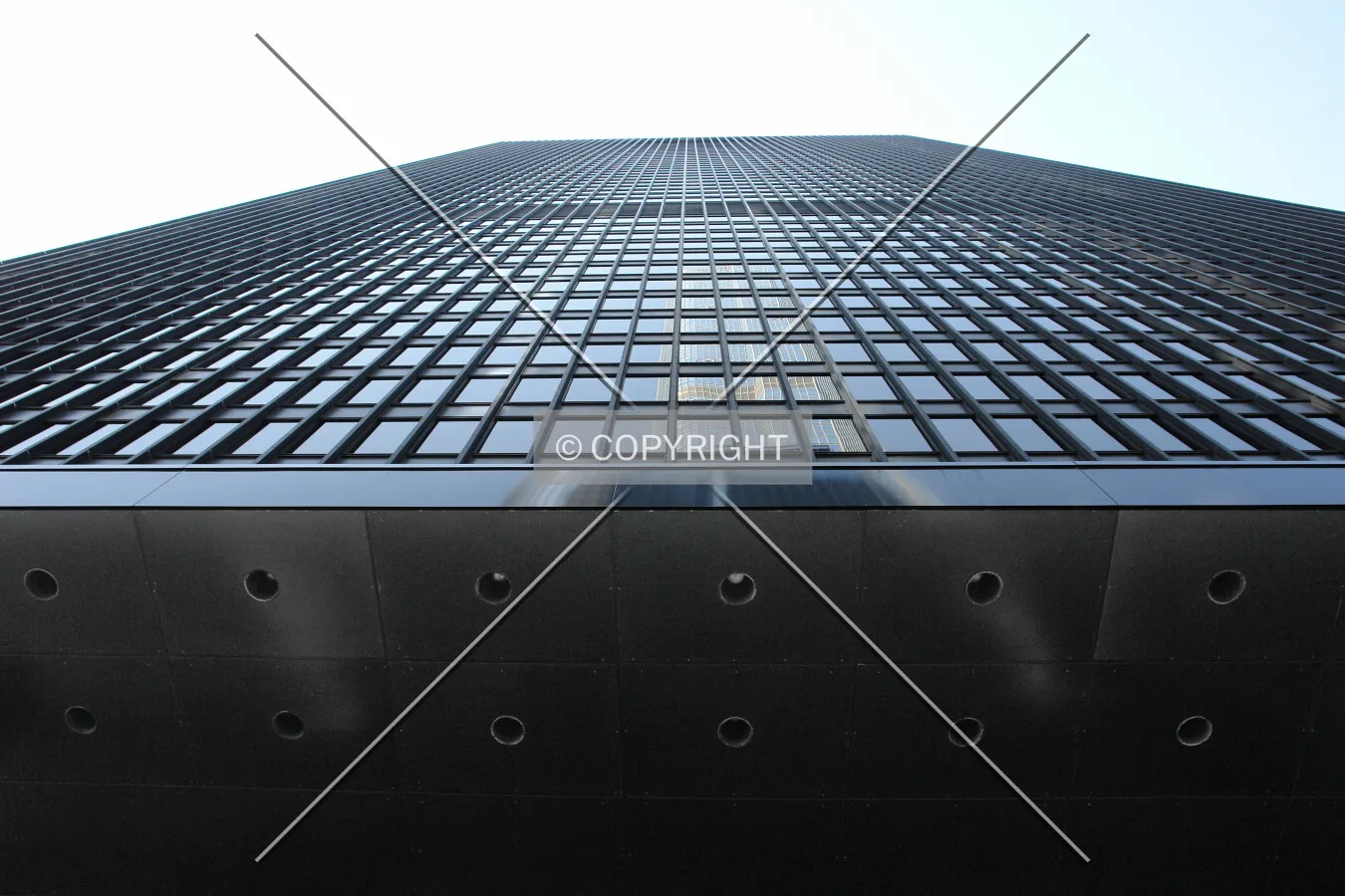 Looking up the facade of 330 North Wabash