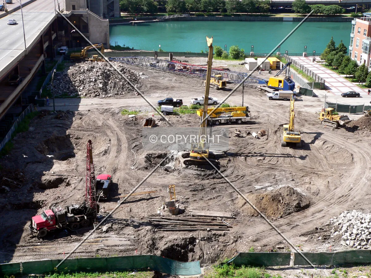 View of the site from the North Pier Tower parking garage