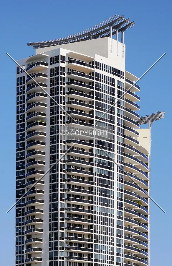 View of the top floors from the northwest along the MacArthur Causeway