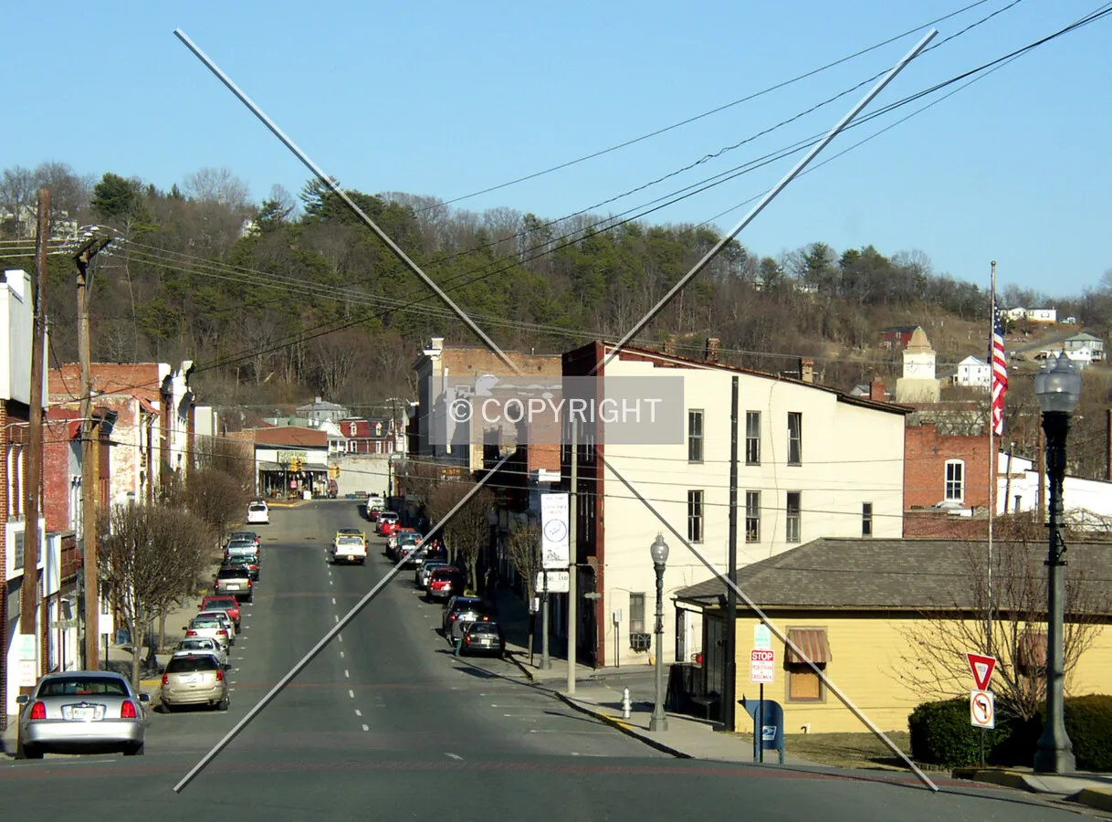 Downtown from the west along Ridgeway Street