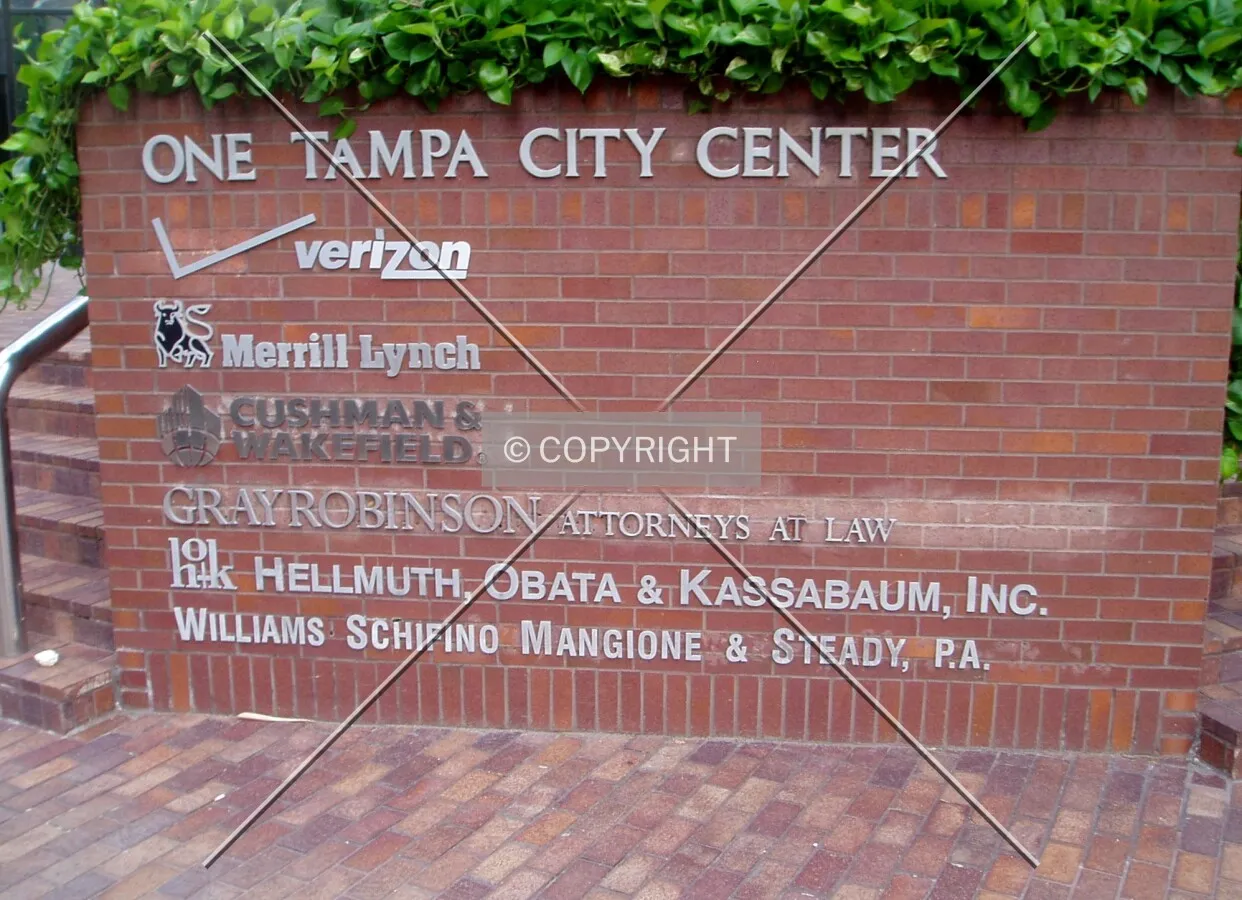 Tenant listing near the southwest corner