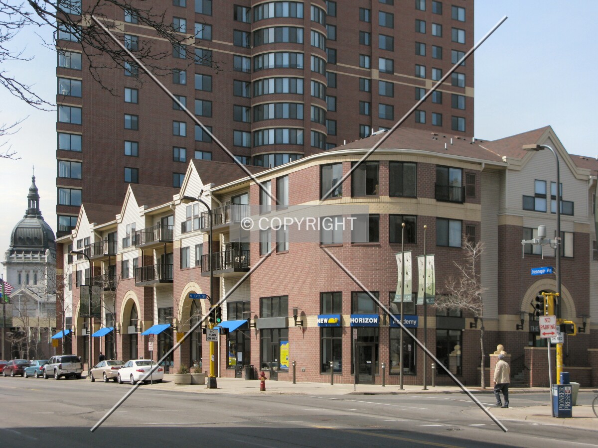 View to the west across Hennepin Avenue/13th Street