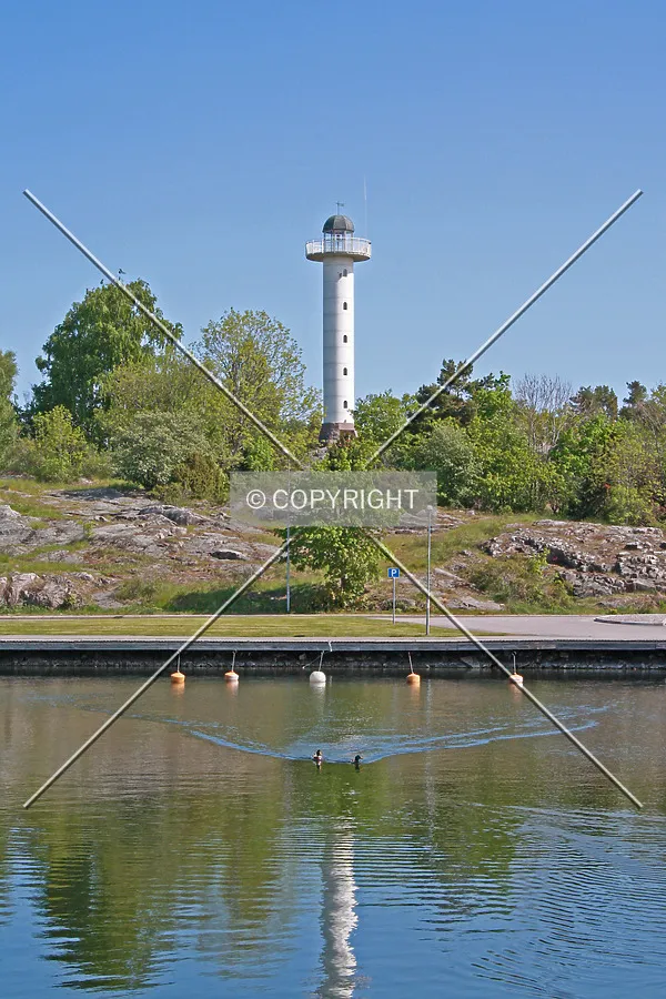 Västervik's lighthouse Unos Torn and water in the front