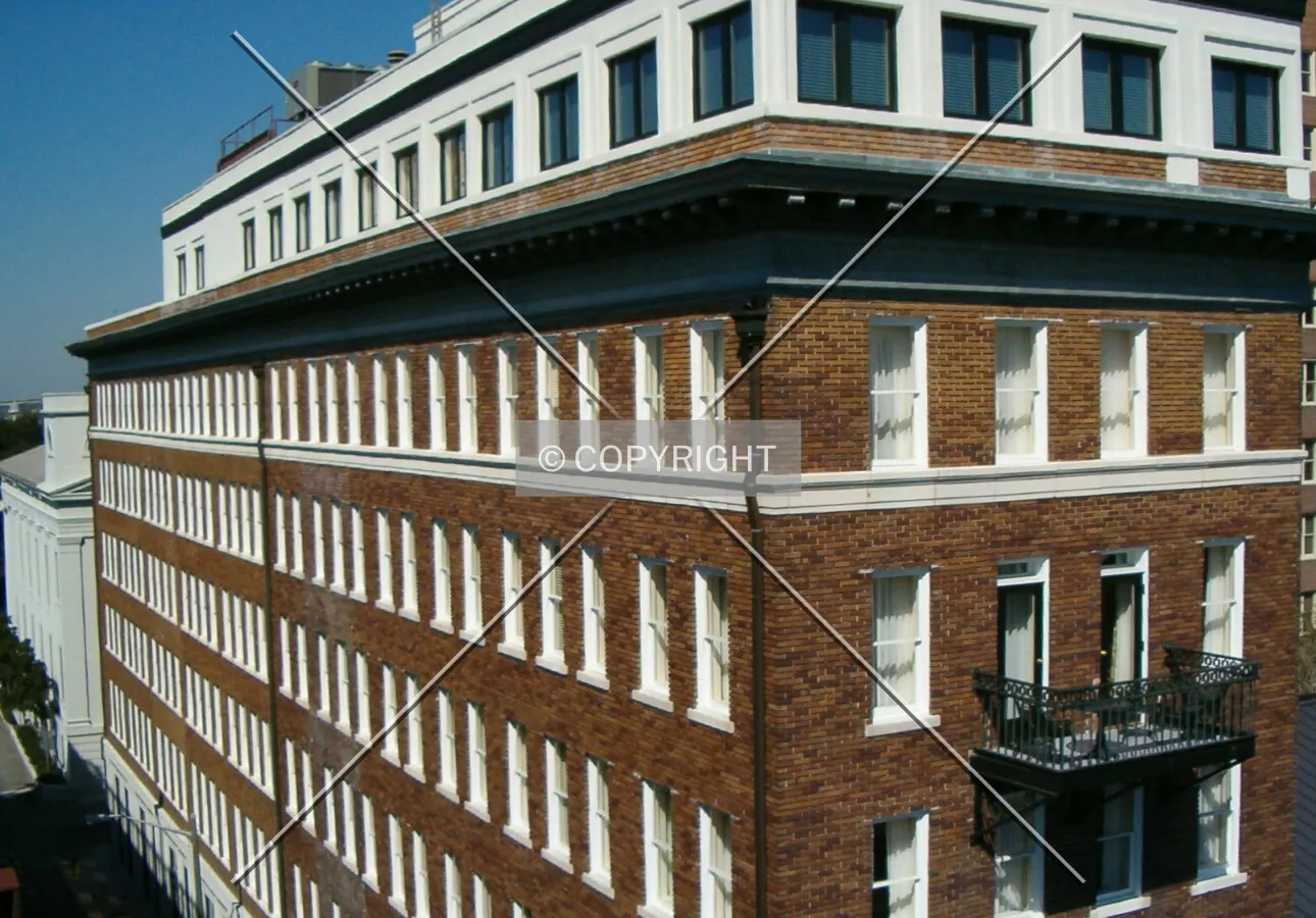 View from neighboring building looking west