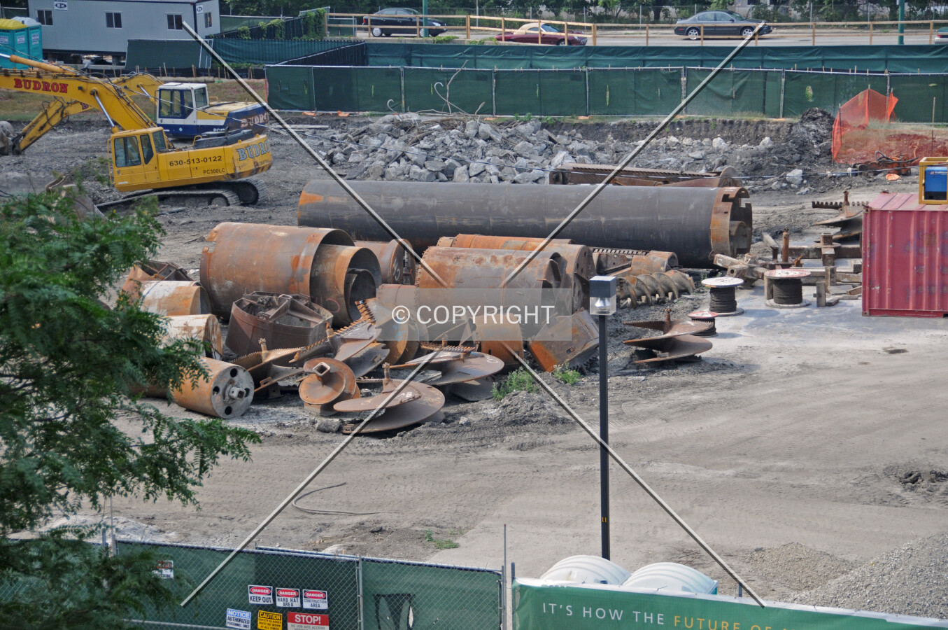 Cassion tops and drilling equipment on the tower site