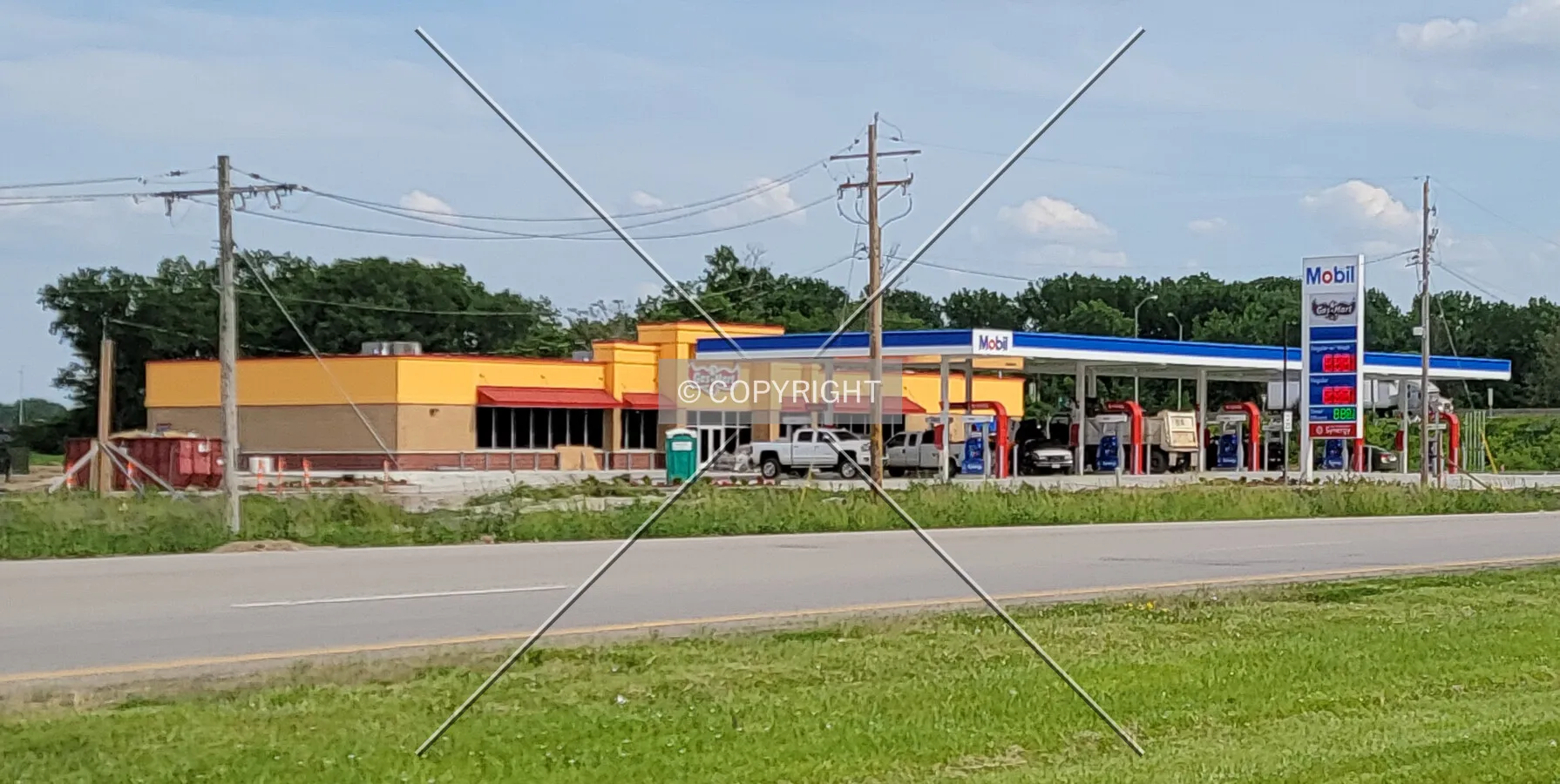 From the northwest during the final stages of construction; May 24, 2021