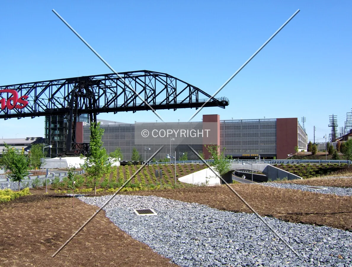 View from the southeast of the parking deck