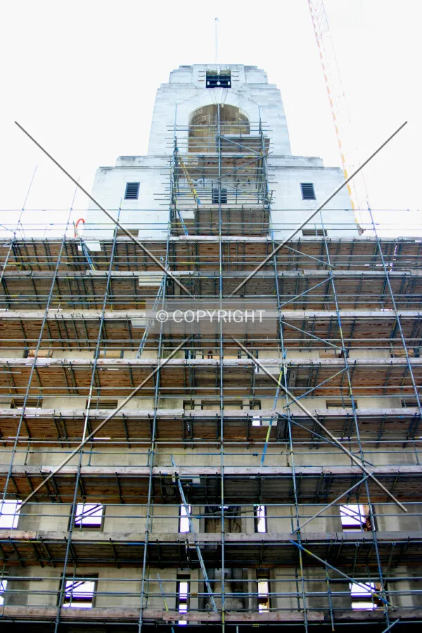 Looking up at the retained façade from Baker Street