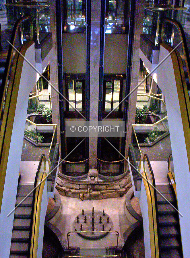 Looking down the internal atrium