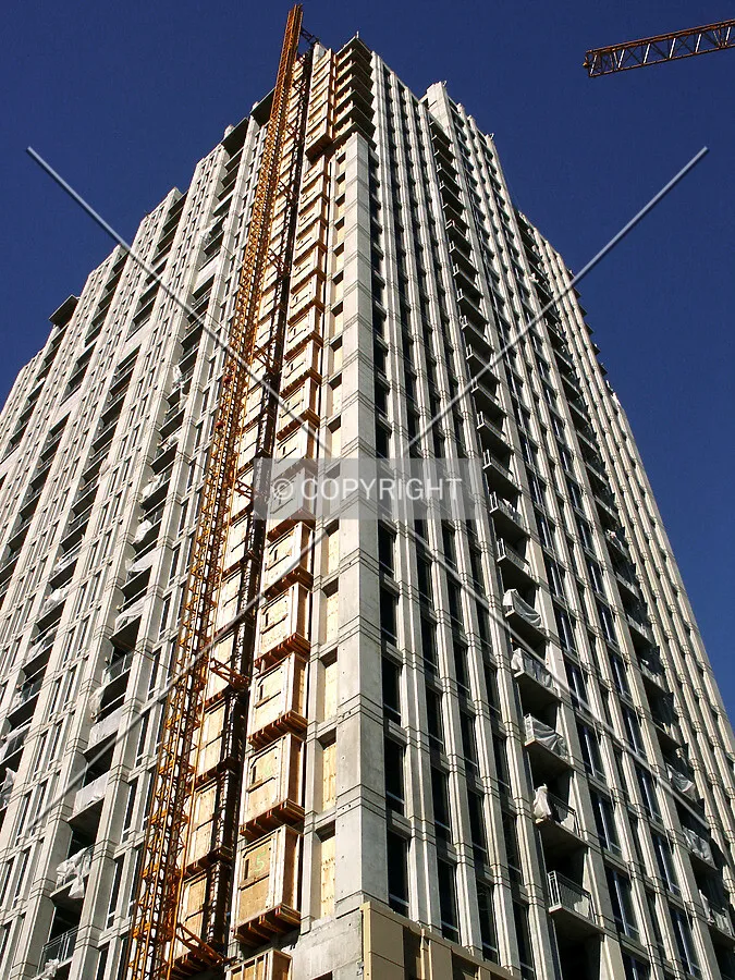 Looking up the southeast corner