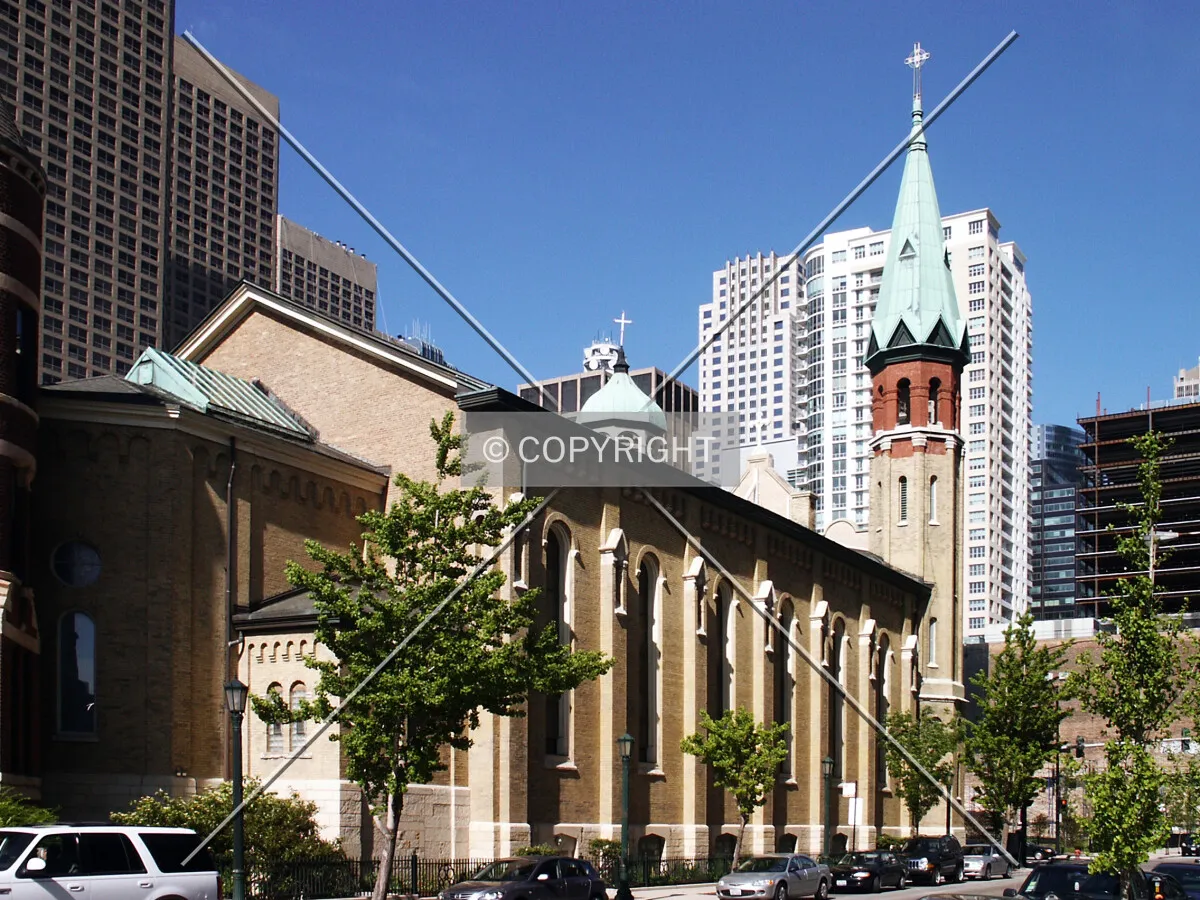 Looking northeast from Adams Street