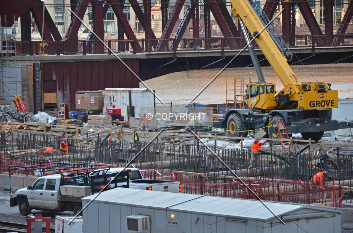 Looking northeast across the site during the foundation mat pour; February 14, 2015.