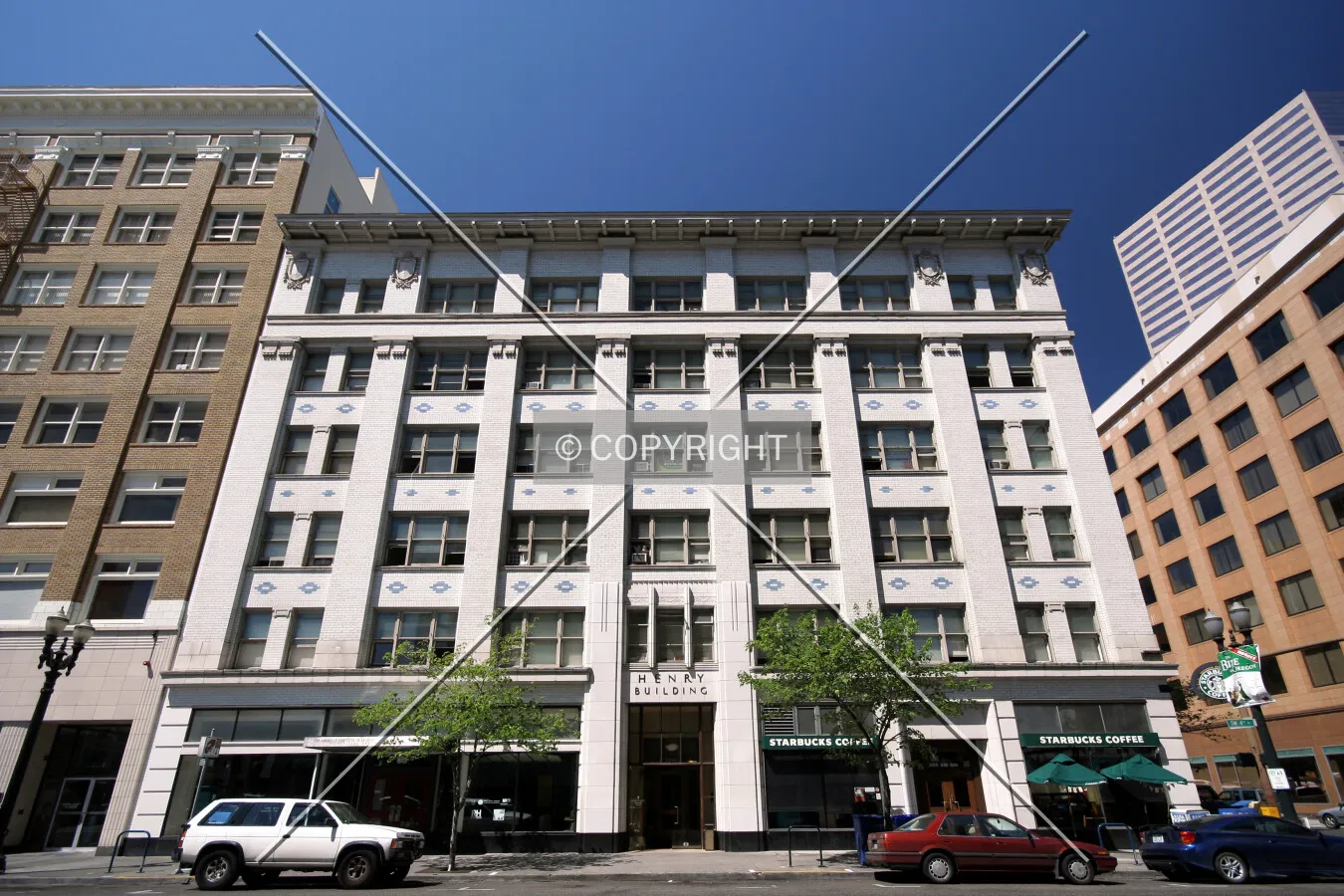 Looking up the eastern facade