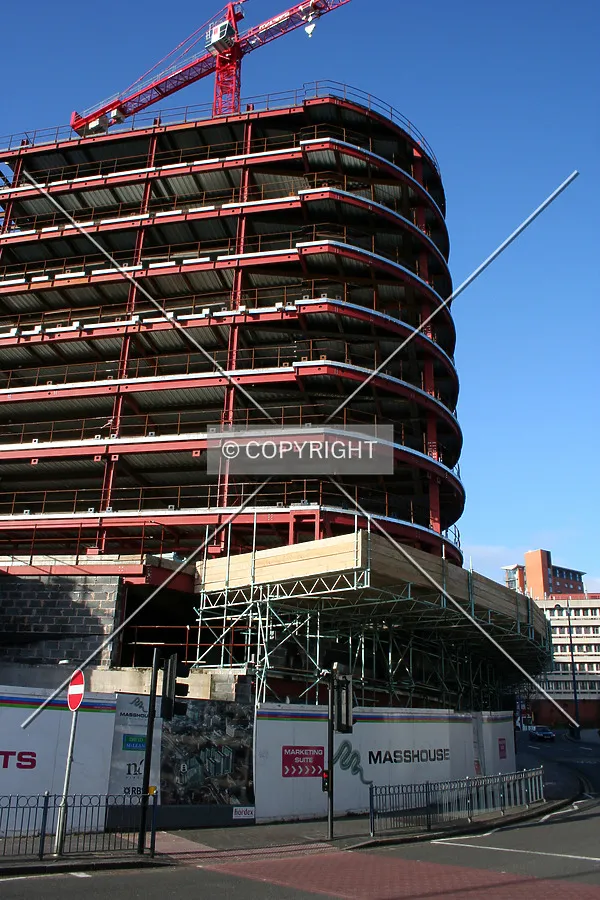 Looking up at the construction progress
