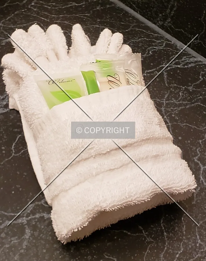 Towels and soaps in the bathroom; October 17, 2018