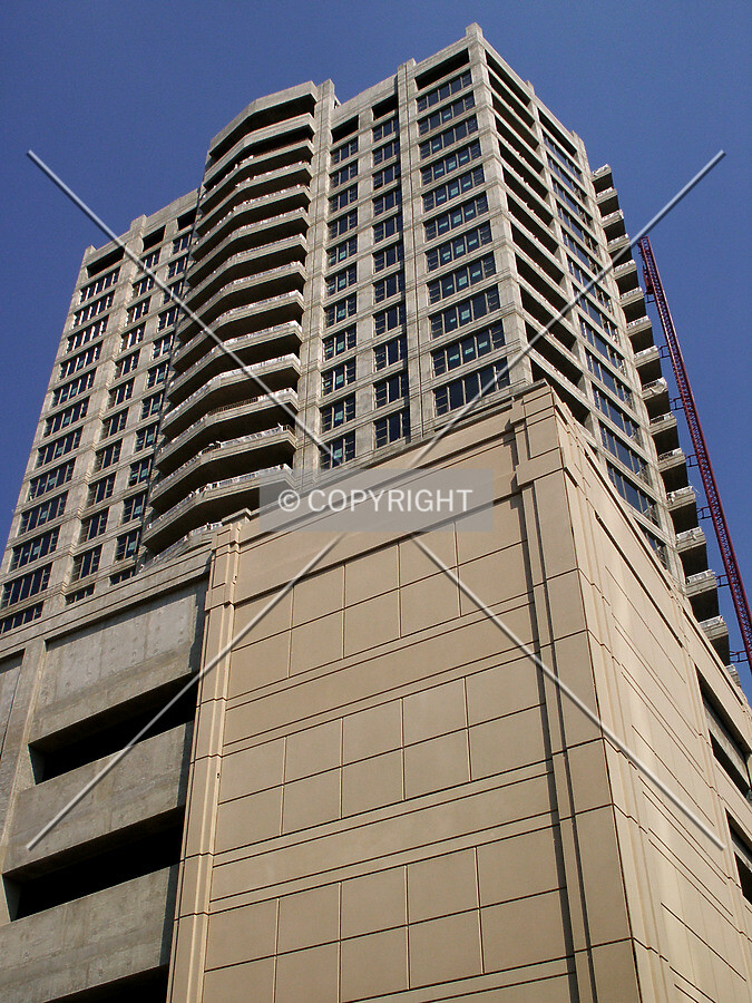 Looking up the southwest corner