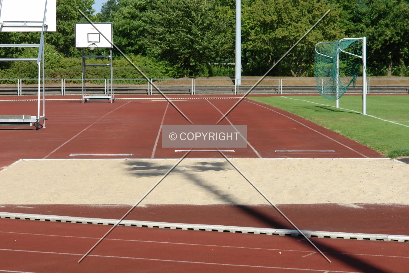 A long jump track made of polyurethane