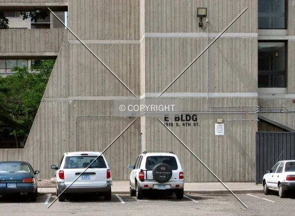 Base on the north side, building name emblazoned