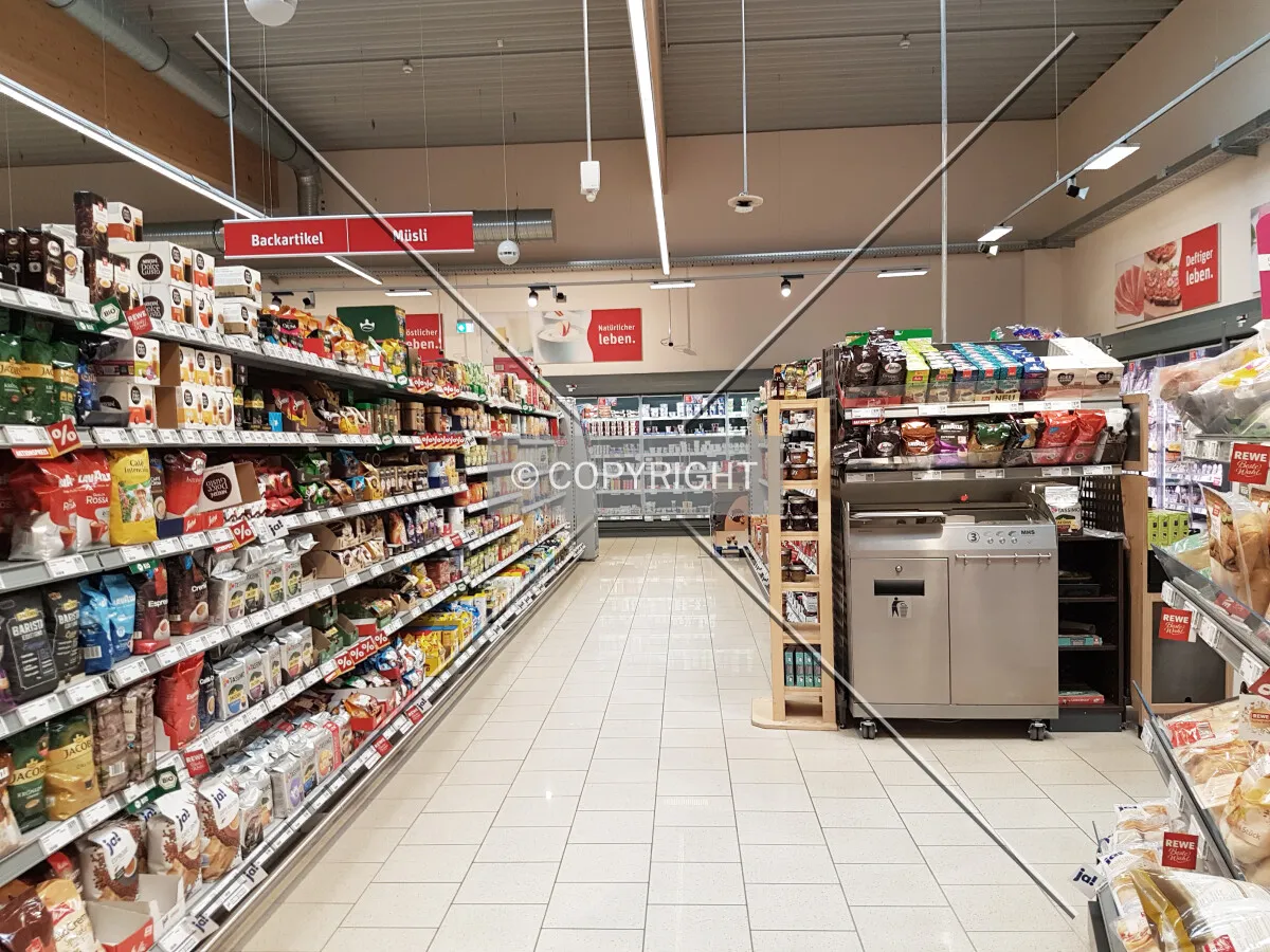 Inside the REWE supermarket