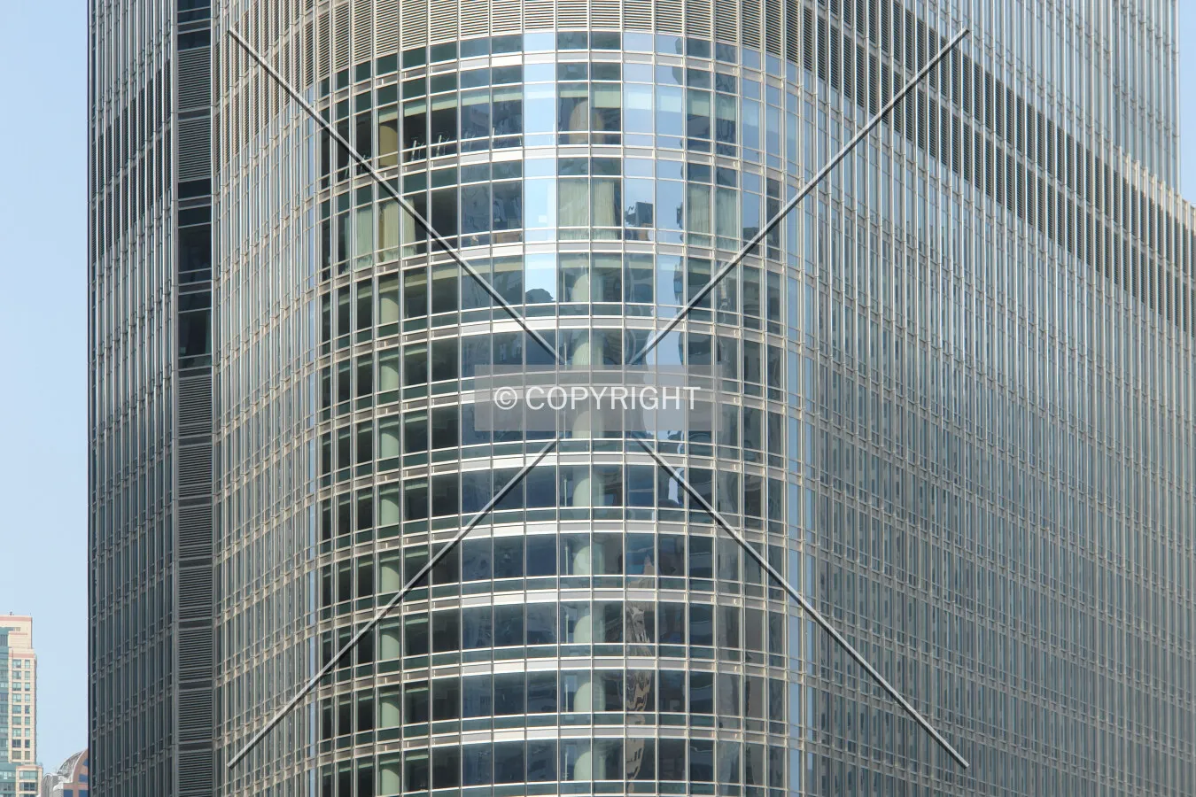 The floors of the Trump Tower are shining through the glass facade