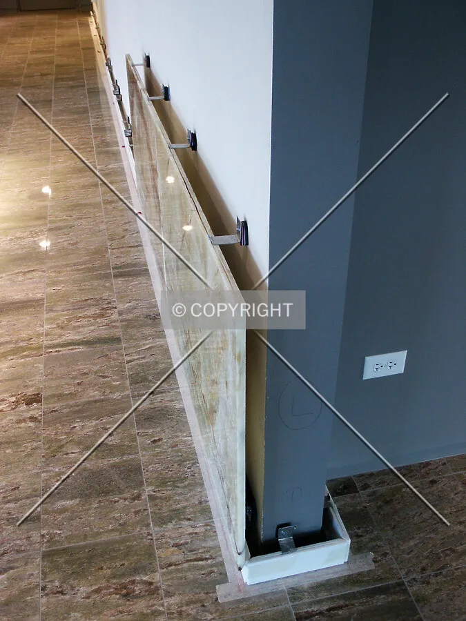 Marble panels on the lobby wall