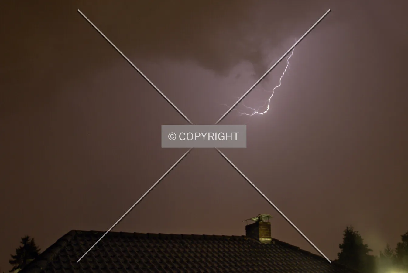 lightning over roof