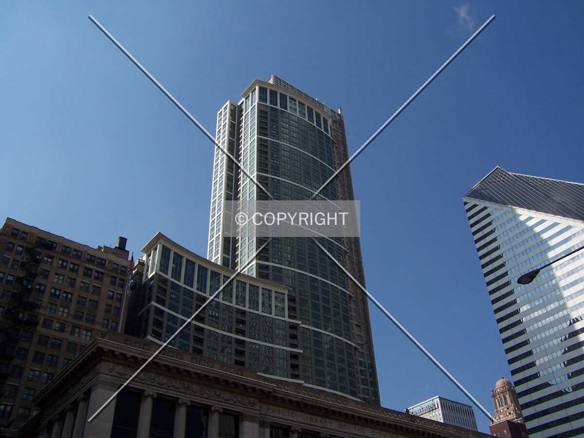Looking up the east side of the building from Michigan Avenue