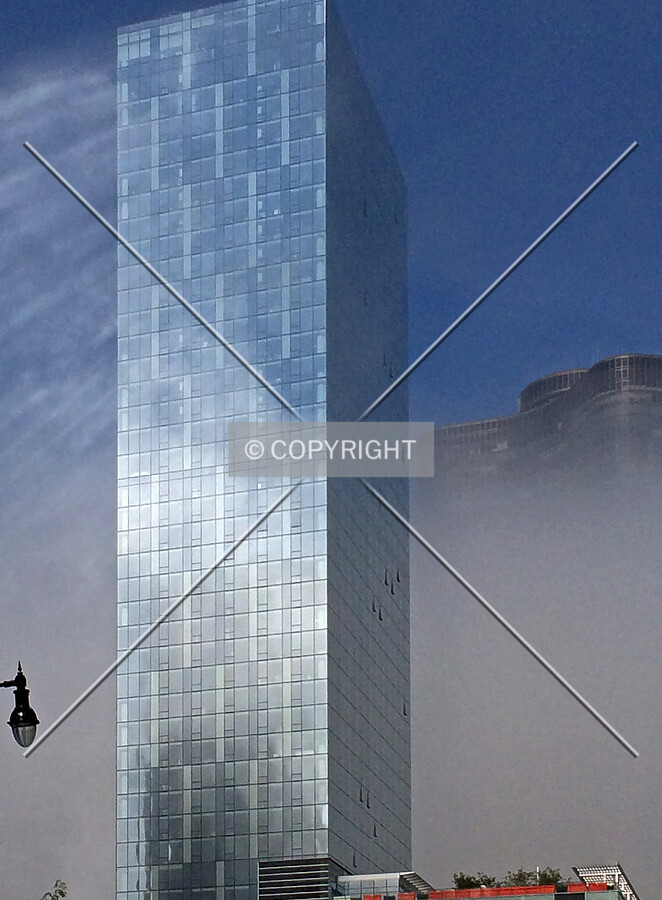 Viewed from the southwest with lake effect fog. June 22, 2014.