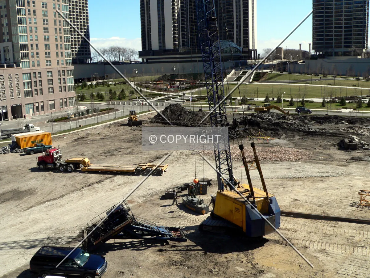 View to the southeast with caisson equipment on-site