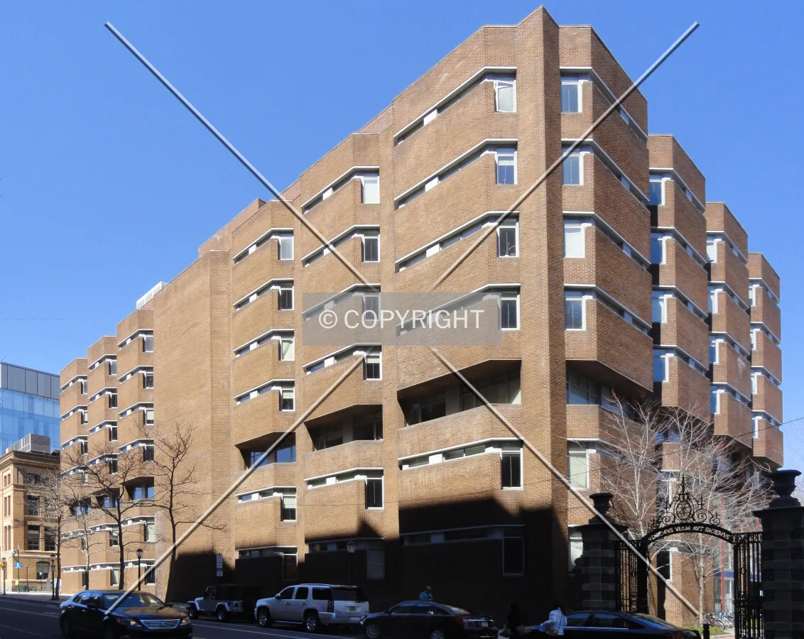 From the southeast across Spruce Street