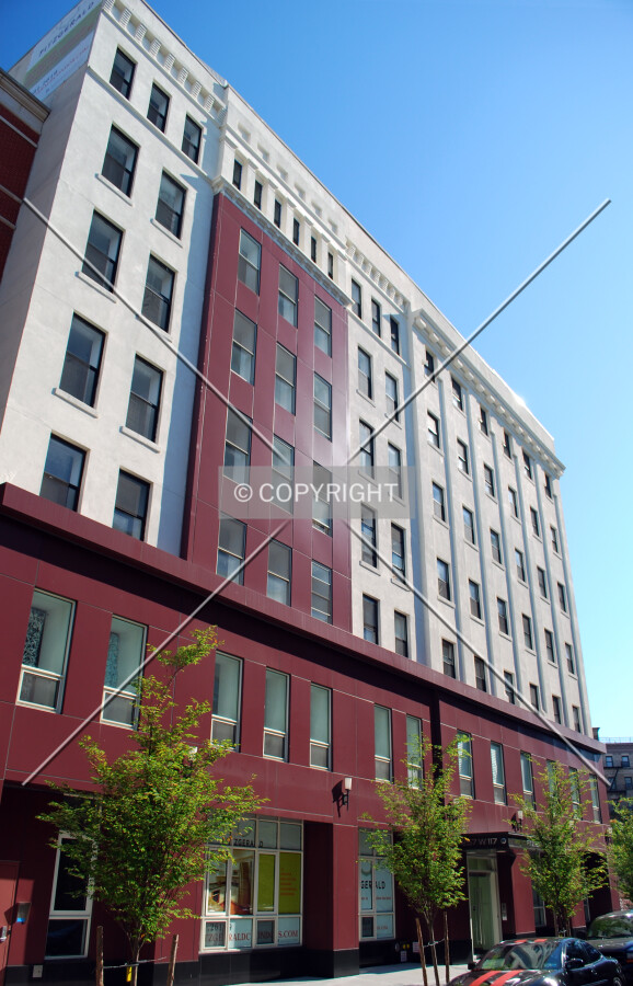 Looking up from West 117th Street