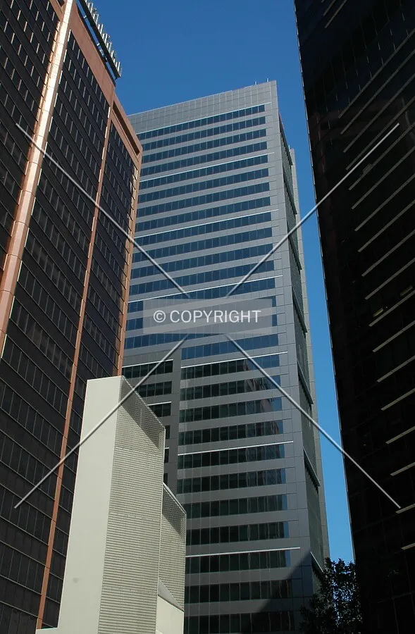 View of the east facade between neighbouring buildings